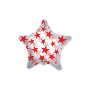 Palloncino  stella con stelline rosse clear view 22"-55cm. 1pz