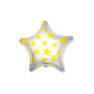 Palloncino  stella con stelline gialle clear view 22"-55cm. 1pz