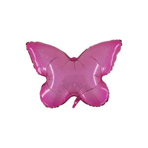 Palloncino  farfalla rosa olografica 25"-63cm. 1pz