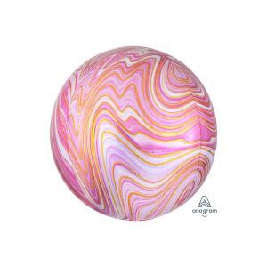 Palloncino  sferico marmorizzato rosa  16"-40cm. 1pz