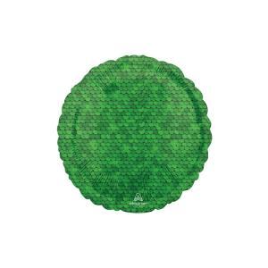 Palloncino  tondo verde paillettato standardshape 18"-46cm. 1pz