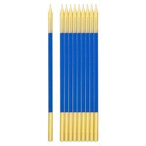 Cf. 10 candeline con sost. blu e oro 15,5cm