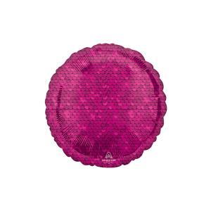 Palloncino  paillettes rosa acceso tondo standardshape 18"-46cm. 1pz
