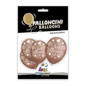 Blister 5pz titanio 12" rame st. bianca globo just married