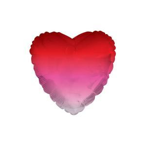 Palloncino  cuore sfumato da bianco a rosso 18"-45cm. 1pz