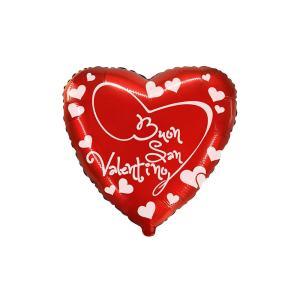 Loncino a forma di cuore rosso con scritta buon san valentino e cuoricini bianchi 18"-45cm. 1pz