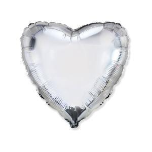 Palloncino a forma di cuore argento 32" - 80cm. 1pz