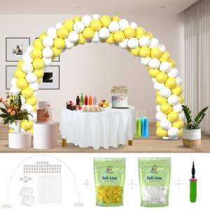 Kitff arco palloncini con 200 palloncini gialli e bianchi, struttura e pompetta per festa fai da te