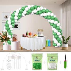 Kitff arco palloncini con 200 palloncini verdi e bianchi, struttura e pompetta per festa fai da te