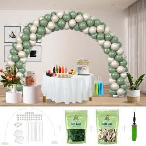 Kitff arco palloncini con 200 palloncini verde eucalipto e bianco latte, struttura e pompetta per festa fai da te