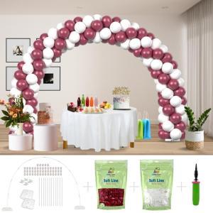 Kitff arco palloncini con 200 palloncini cranberry e bianchi, struttura e pompetta per festa fai da te