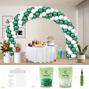 Kitff arco palloncini con 200 palloncini verde chrome e bianco, struttura e pompetta per festa fai da te