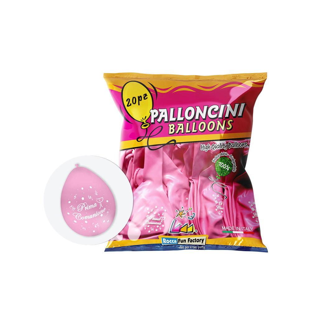 rocca fun factory palloncini rocca fun factory rosa 26 con stampa prima comunione bianca su due lati  dimensione 10