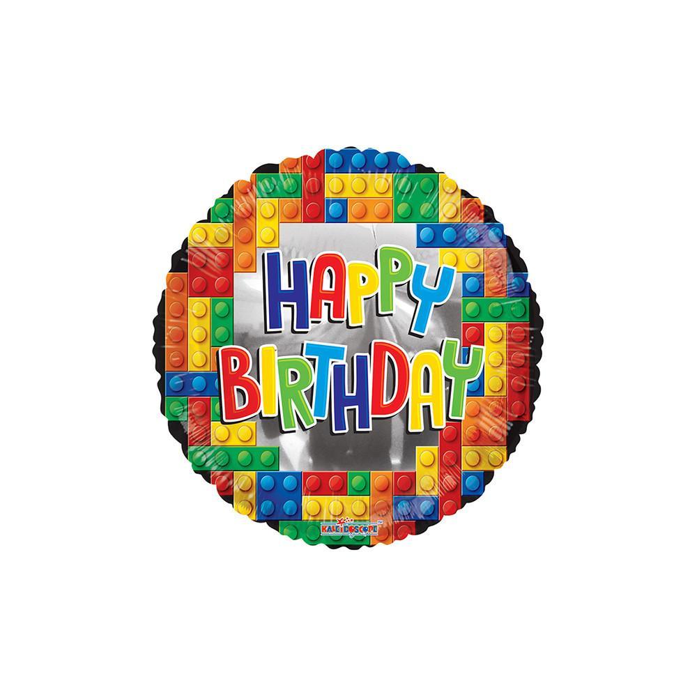 kaleidoscope palloncino kaleidoscope happy birthday con lego tondo 18