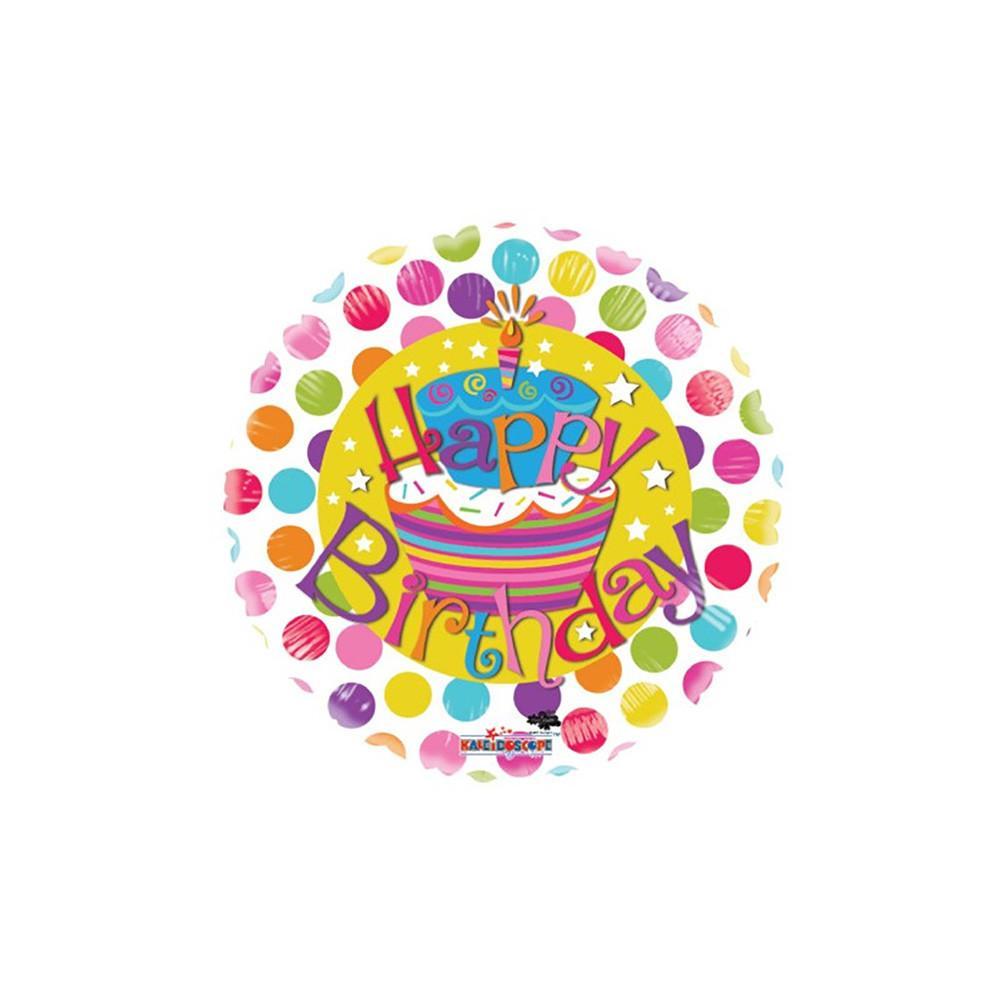 kaleidoscope palloncino kaleidoscope happy birthday cake gellibean tondo 18