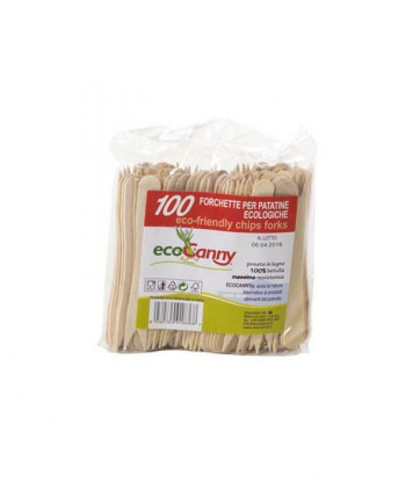 ecocanny forchette in legno di betulla, 100 pz.
