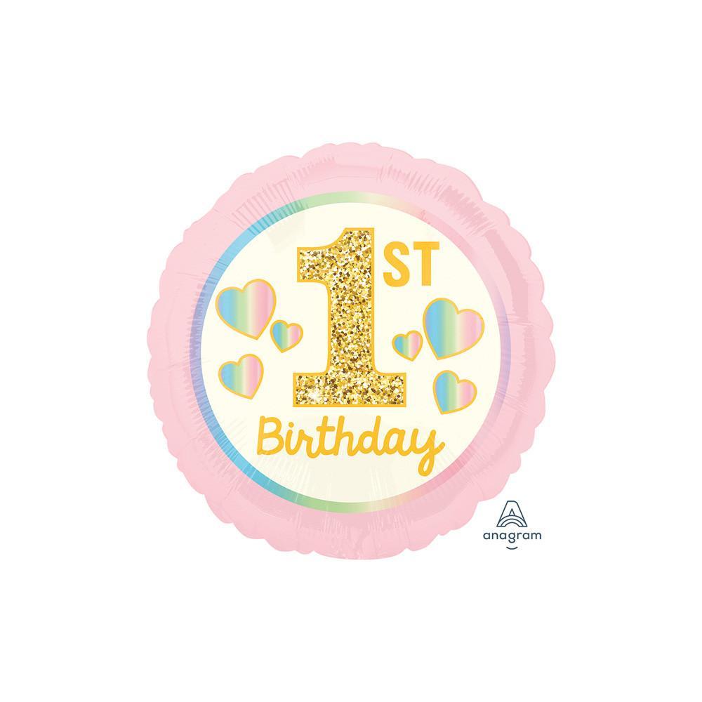 anagram palloncino anagram 1 compleanno girl rosa e oro tondo standardshape 18