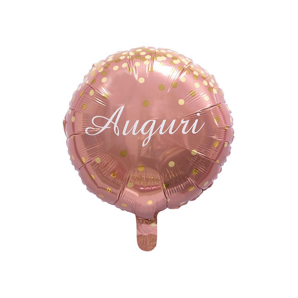 Palloncino rocca fun factory auguri rosa gold coriandoli oro tondo  18-45cm. 1pz