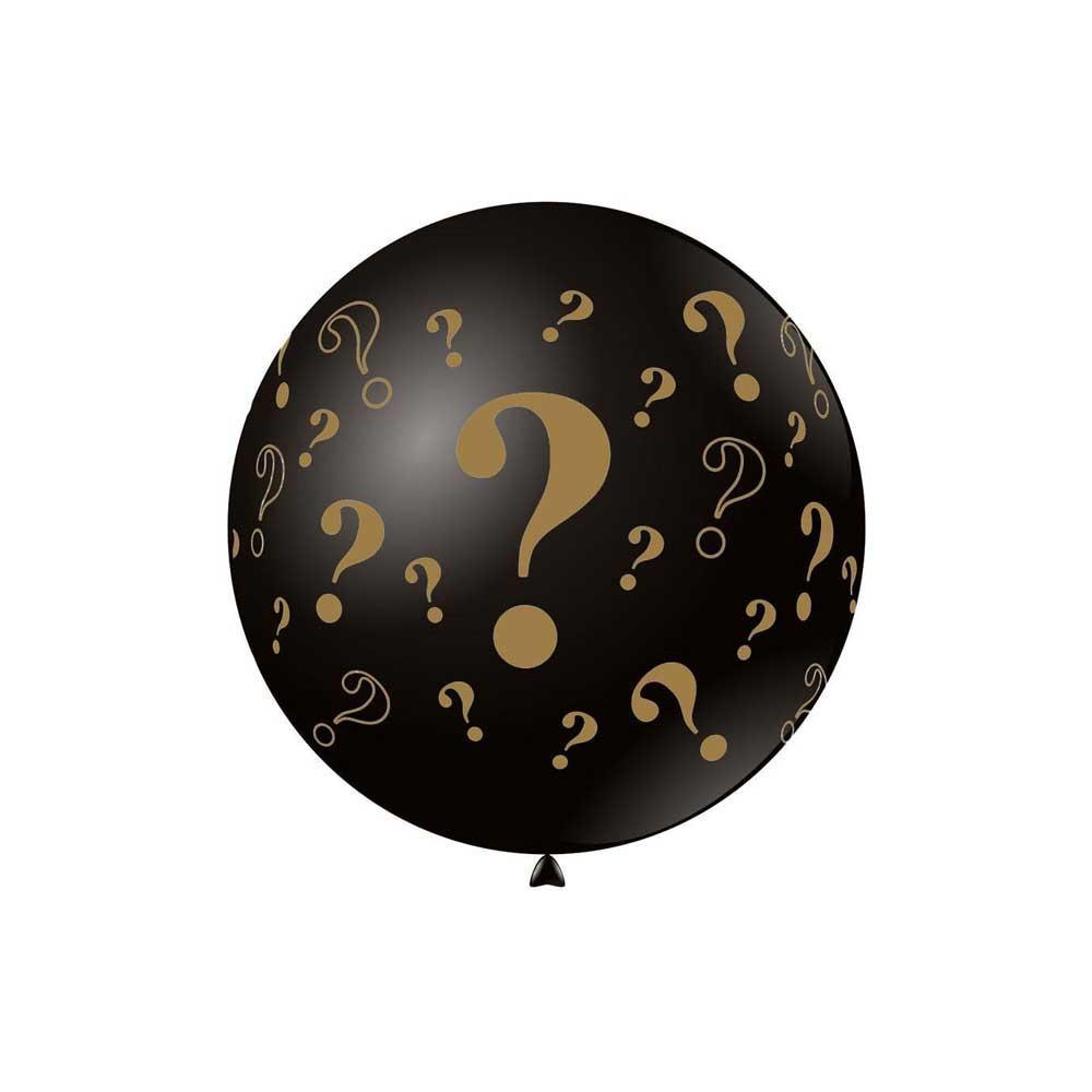 soft palloncino nero con punto interrogativo oro gender reveal party 18inc-46cm, 20pz.