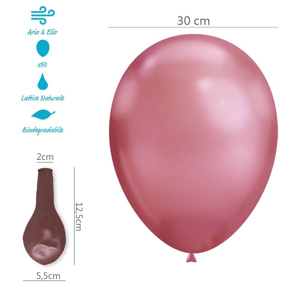rocca fun factory palloncini soft line rosa chrome 12inc-30cm. 50pz