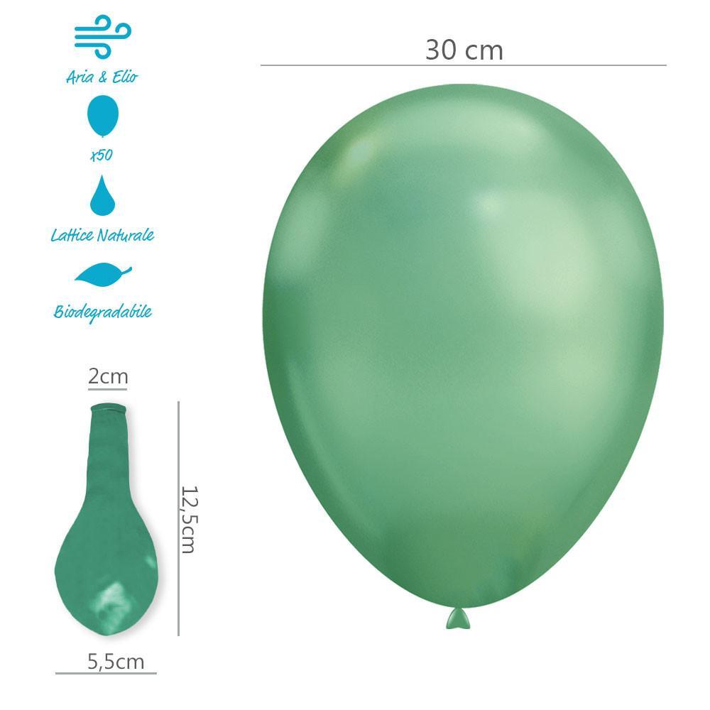 rocca fun factory palloncini soft line verde chrome 12inc-30cm. 50pz