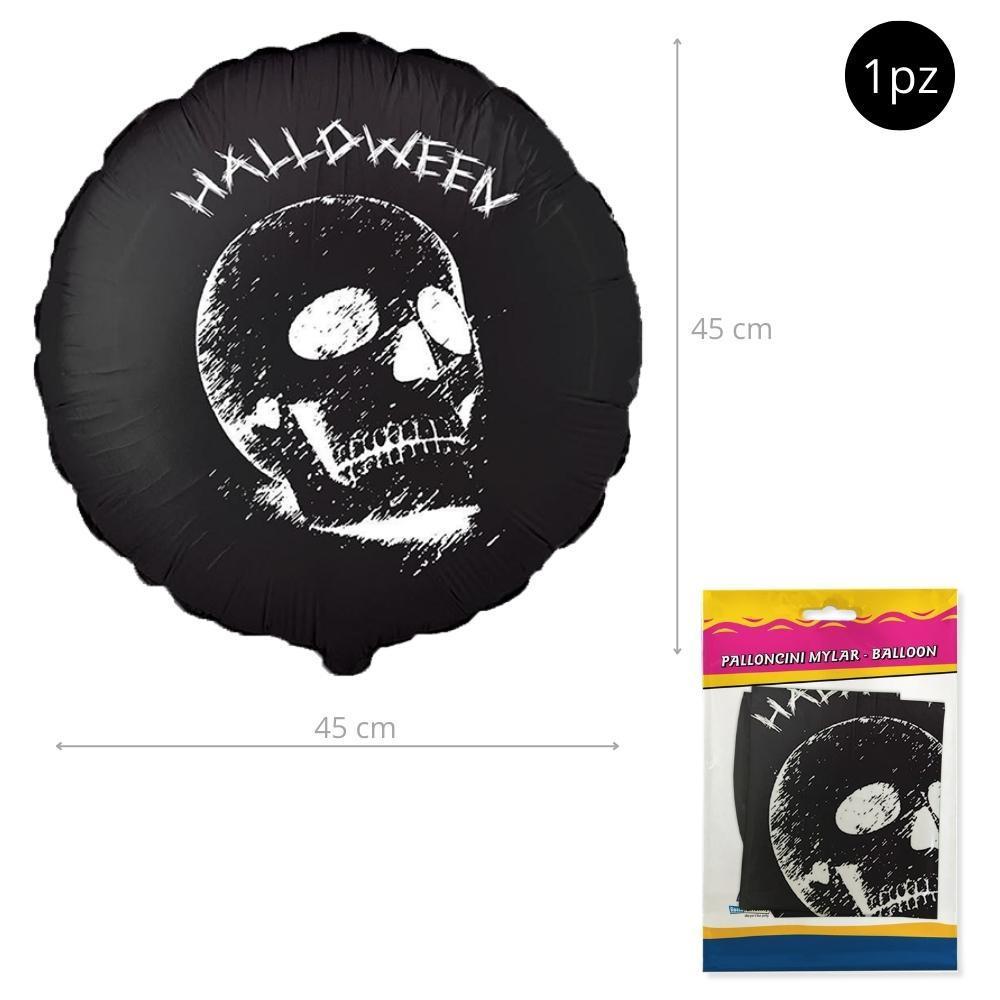 pal palloncino decorazione halloween nero con teschio 18inc - 45cm, 1pz.
