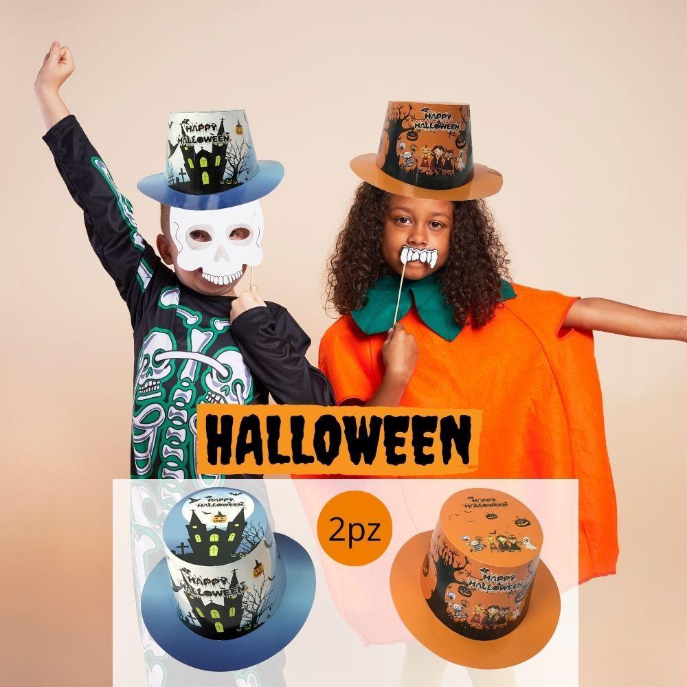 sweeping party cappelli cilindro happy halloween 2 colori, 2pz.