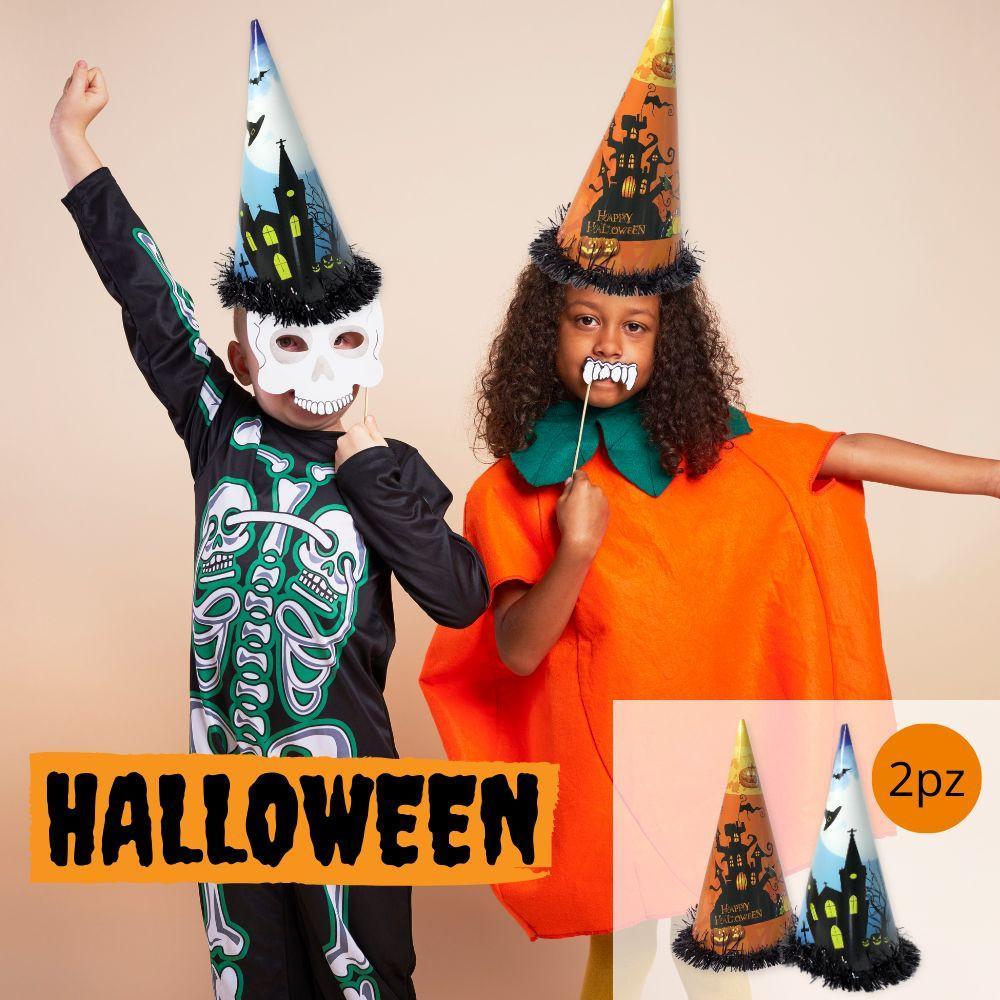 sweeping party cappelli a forma di cono happy halloween, 2pz.