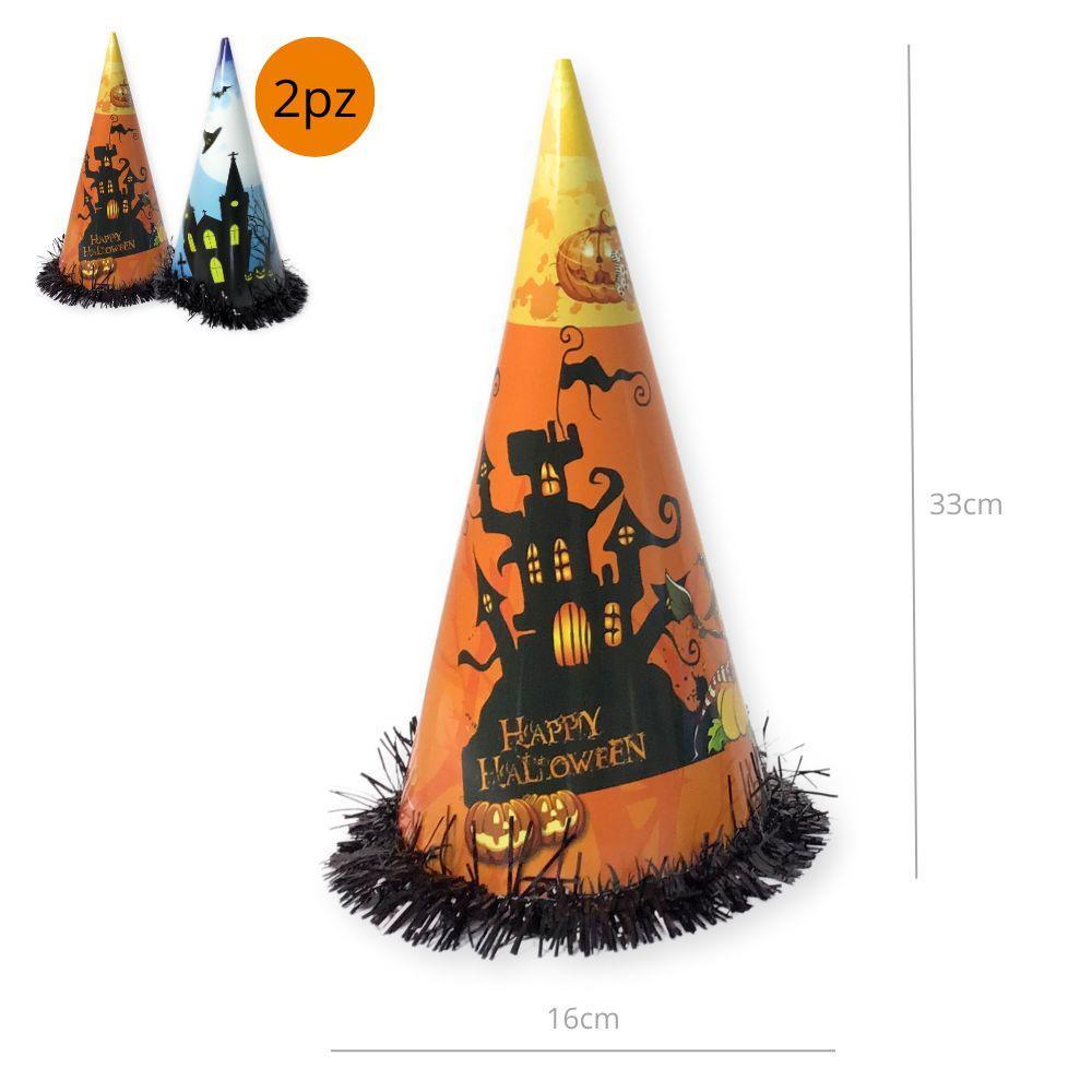 sweeping party cappelli a forma di cono happy halloween, 2pz.