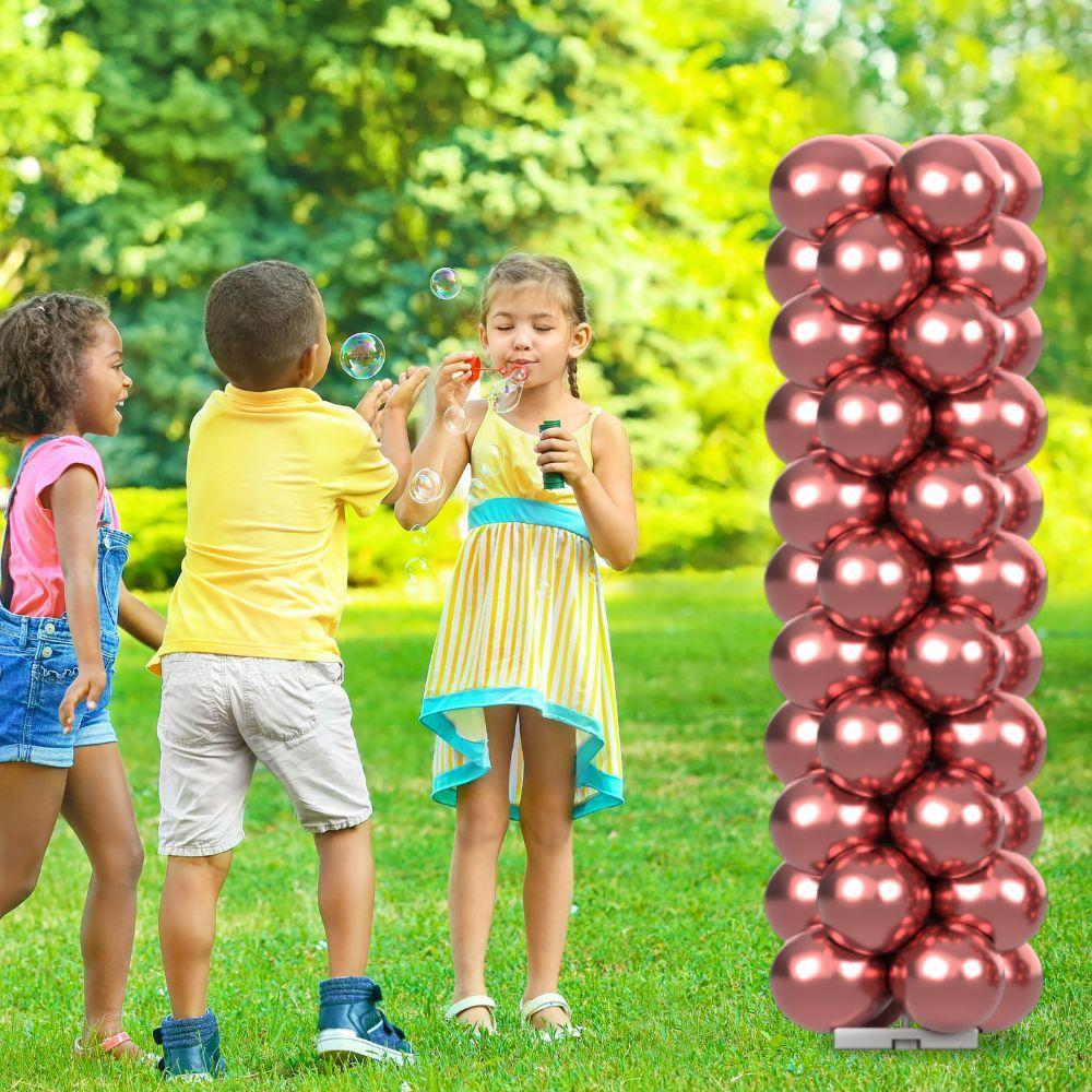 rocca fun factory kitff arco palloncini con 200 palloncini rosa chrome, struttura e pompetta per festa fai da te