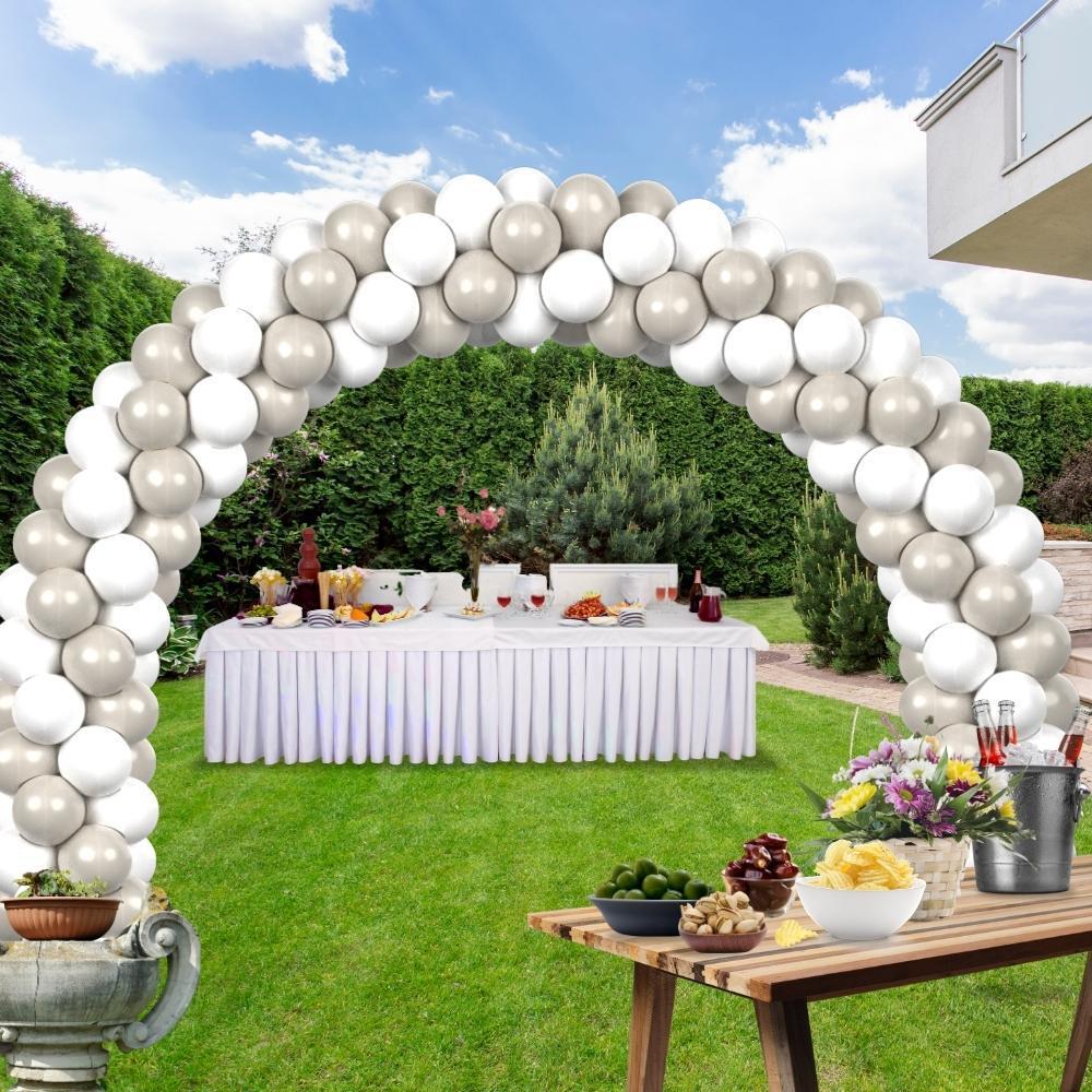 rocca fun factory kitff arco palloncini con 200 palloncini bianco latte e bianchi, struttura e pompetta per festa fai da te