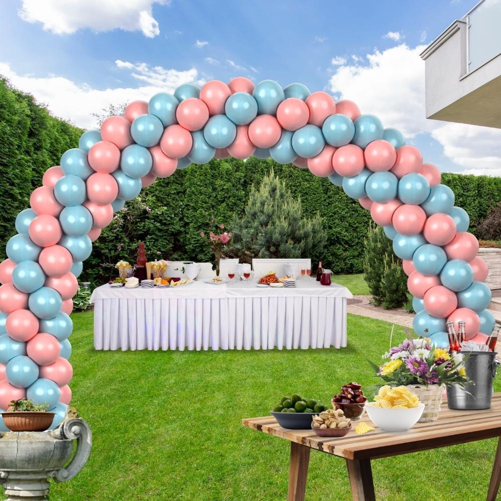 rocca fun factory kitff arco palloncini con 200 palloncini rosa e celeste, struttura e pompetta per festa fai da te