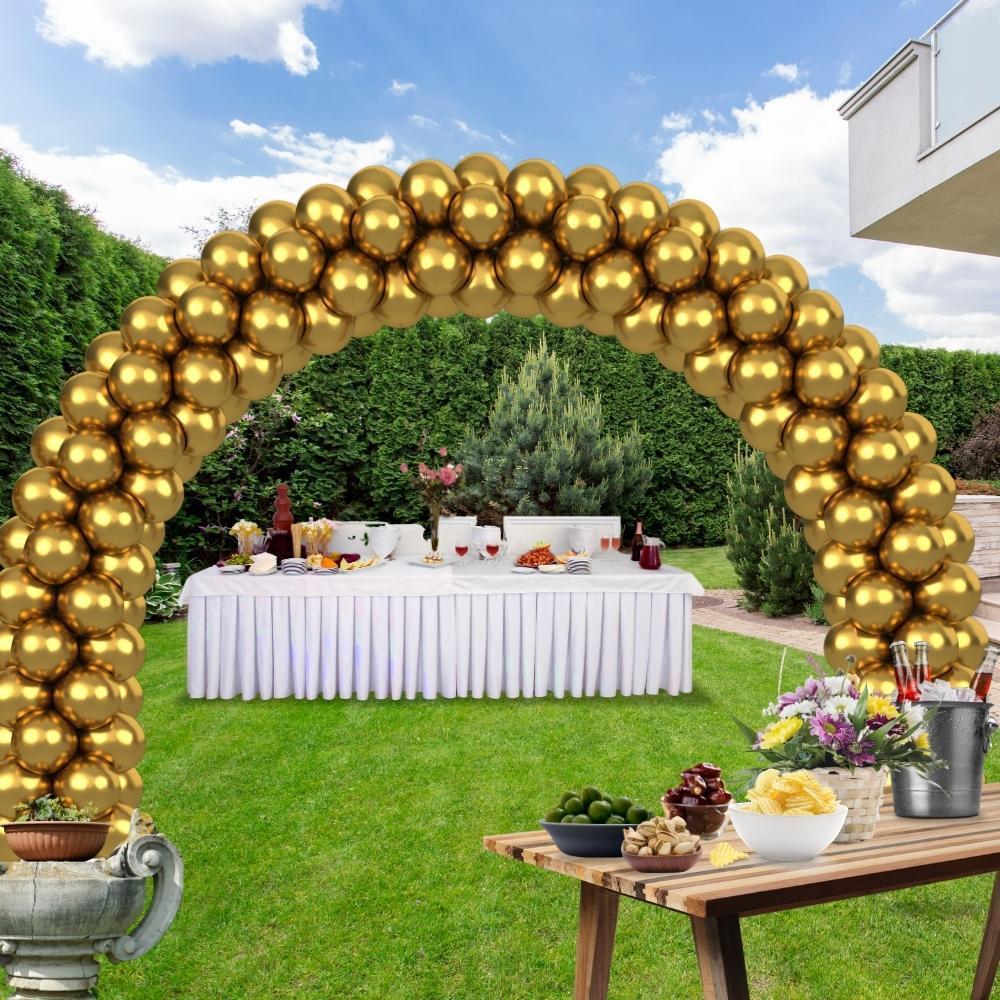 rocca fun factory kitff arco palloncini con 200 palloncini oro chrome, struttura e pompetta per festa fai da te