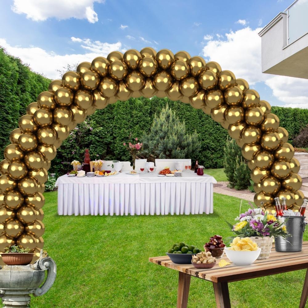 rocca fun factory kitff arco palloncini con 200 palloncini oro chiaro chrome, struttura e pompetta per festa fai da te