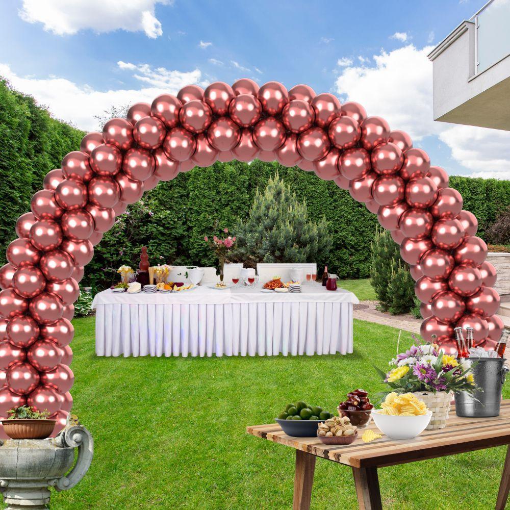rocca fun factory kitff arco palloncini con 200 palloncini rosa chrome, struttura e pompetta per festa fai da te