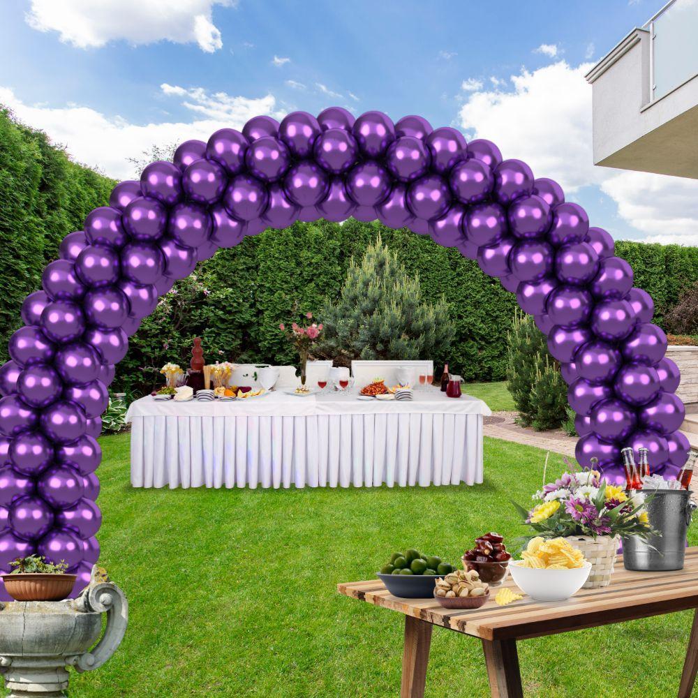 rocca fun factory kitff arco palloncini con 200 palloncini viola chrome, struttura e pompetta per festa fai da te