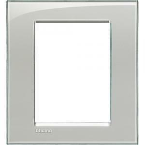 BTicino Livinglight placca quadra 3 moduli grigio ghiaccio