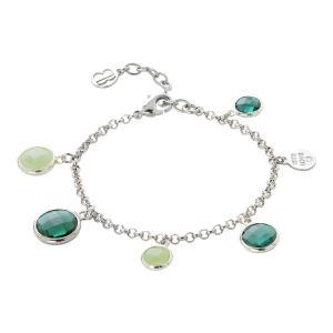 Pulsera rodiada con cristales verde oscuro y verde claro