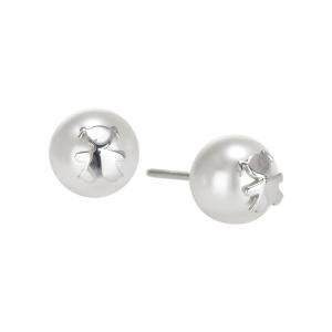 Pendientes de botón en plata con niña sobre perla swarovski