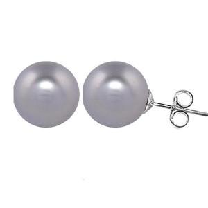 Pendientes de botón en plata y perlas grises