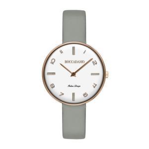 Reloj con correa de piel gris y esfera blanca