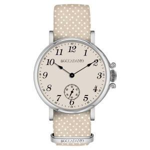 Reloj de mujer con esfera de color champán y correa de nailon a lunares