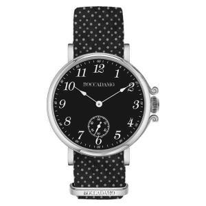 Reloj de mujer con esfera negra y correa de nailon a lunares