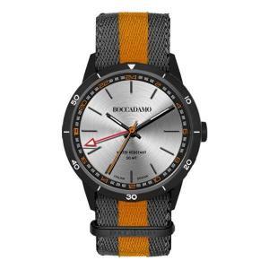 Reloj gmt con esfera plateada, caja en gris oscuro, correa de nailon