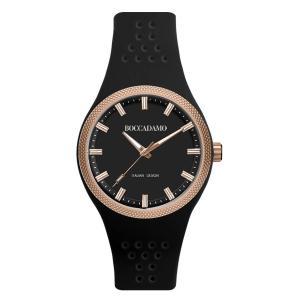 Reloj de silicona hipoalergénica con esfera negra y bisel rosa