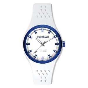 Reloj de silicona blanco con bisel azul