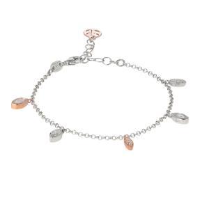 Pulsera con colgantes bicolor de circonitas talla brillante