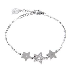 Pulsera de cuentas con decoración central de estrellas y circonitas