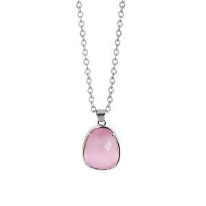 Collar con cristal facetado rosa