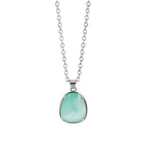 Collar con cristal facetado color verde manzana